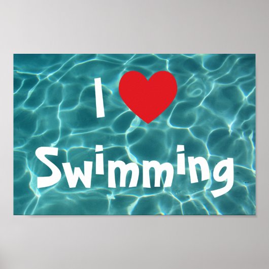 I Liebe Rotes Herz mit Aqua Pool Wasser Poster (Vorne)