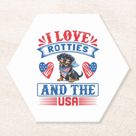 I Liebe Rotties und USA Untersetzer (Vorderseite)