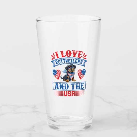 I Liebe Rottweilers und USA Glas (Vorderseite)
