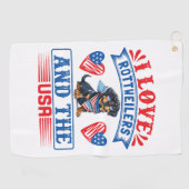 I Liebe Rottweilers und USA Golfhandtuch (Horizontal)