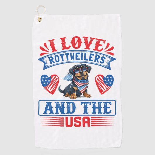 I Liebe Rottweilers und USA Golfhandtuch (Vorderseite)