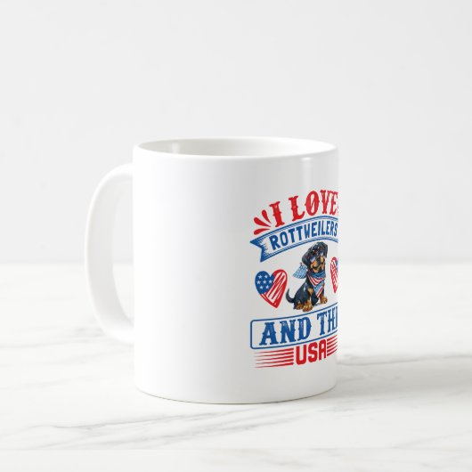 I Liebe Rottweilers und USA Kaffeetasse (Vorderseite Links)