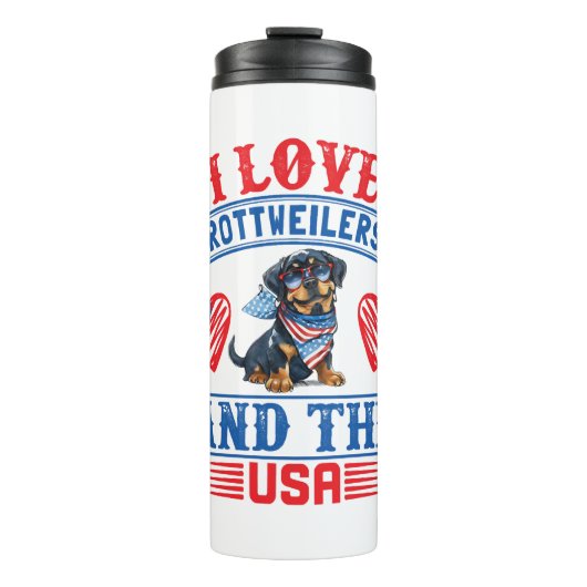I Liebe Rottweilers und USA Thermosbecher (Vorderseite)