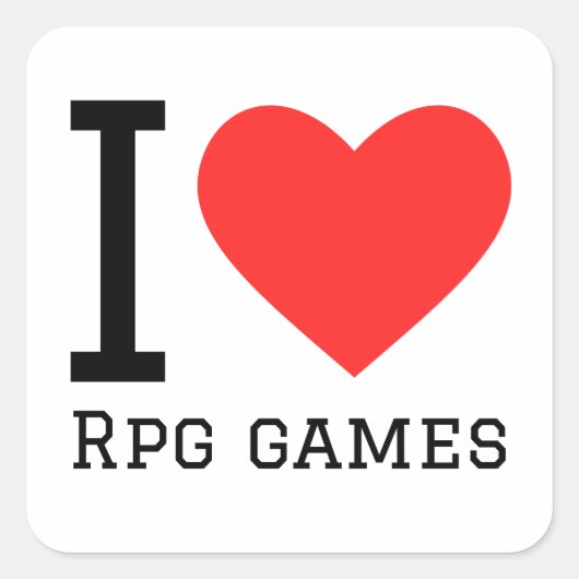 I Liebe rpg games Quadratischer Aufkleber (Vorderseite)