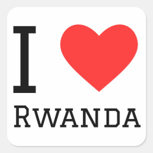 I Liebe Ruanda Quadratischer Aufkleber