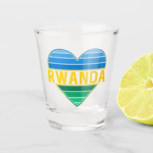 I Liebe Ruanda, ruandisches ruandisches Herz Schnapsglas (Vorderseite)