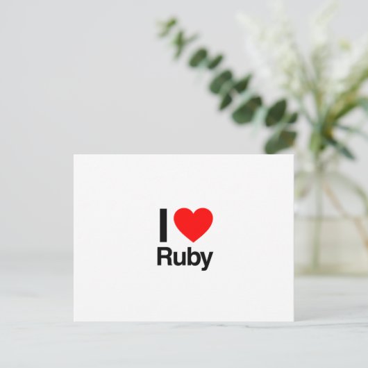 i Liebe ruby Postkarte (Stehend Vorderseite)