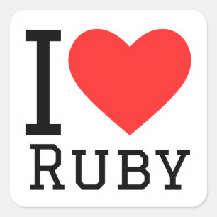 I Liebe Ruby Quadratischer Aufkleber