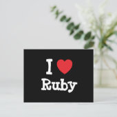 I Liebe Ruby T - Shirt Postkarte (Stehend Vorderseite)