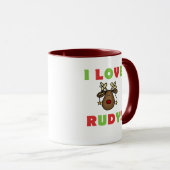 I Liebe Rudy Reindeer Tasse (VorderseiteRechts)