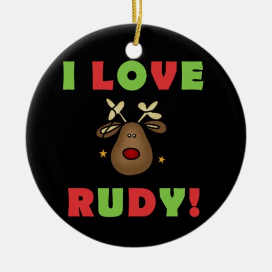 I Liebe-Rudy-Weihnachtsandenken-Verzierung Keramikornament (Vorne)