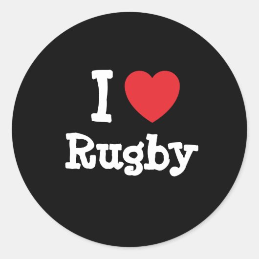 I Liebe Rugby-Brust personalisiert Runder Aufkleber (Vorderseite)