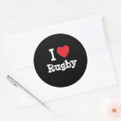 I Liebe Rugby-Brust personalisiert Runder Aufkleber (Umschlag)