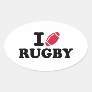 I Liebe Rugby Ovaler Aufkleber