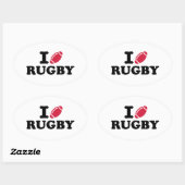 I Liebe Rugby Ovaler Aufkleber (Blatt)