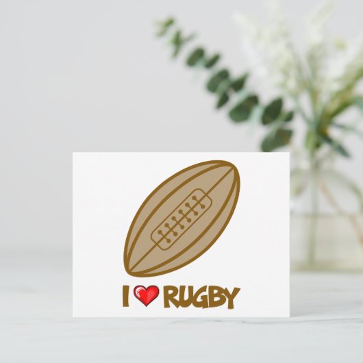 I Liebe Rugby Postkarte (Stehend Vorderseite)