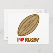 I Liebe Rugby Postkarte (Vorne/Hinten)
