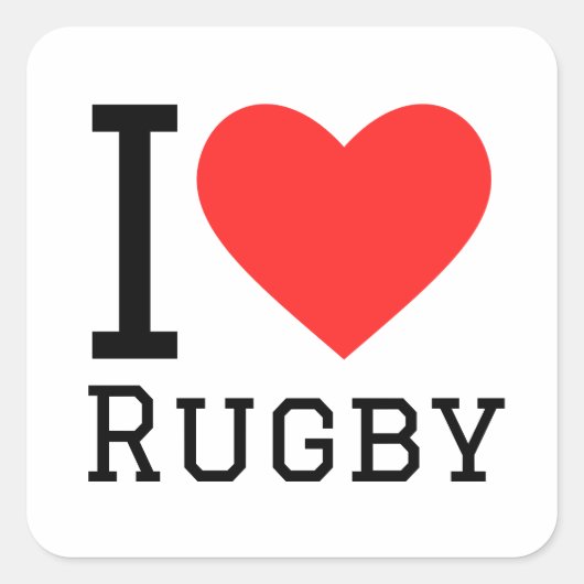 I Liebe Rugby Quadratischer Aufkleber (Vorderseite)