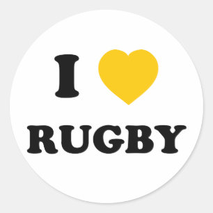 I Liebe Rugby Runder Aufkleber