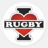 I Liebe Rugby Runder Aufkleber (Vorderseite)