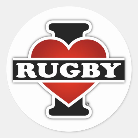 I Liebe Rugby Runder Aufkleber (Vorderseite)