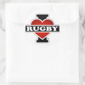 I Liebe Rugby Runder Aufkleber (Tasche)