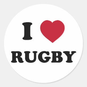 I Liebe Rugby Runder Aufkleber