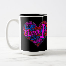 I Liebe Rugby - Zwei-Tonen-Kaffee-Tasse Zweifarbige Tasse