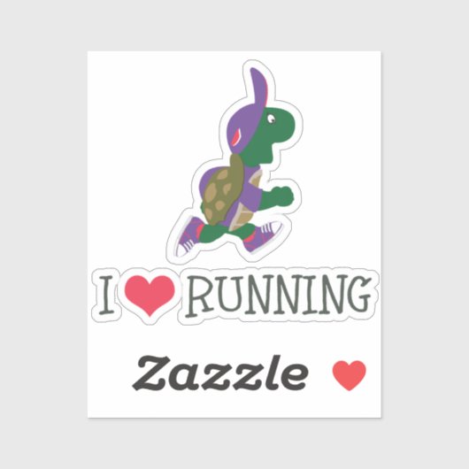 I Liebe Running Turtle Aufkleber (Blatt)
