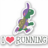 I Liebe Running Turtle Aufkleber (Vorderseite)