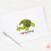 I Liebe Running Turtle Ovaler Aufkleber (Umschlag)