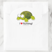 I Liebe Running Turtle Ovaler Aufkleber (Tasche)