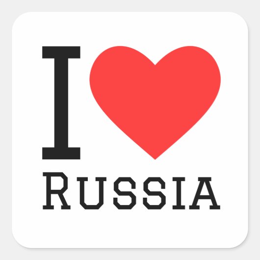 I Liebe Russland Quadratischer Aufkleber (Vorderseite)