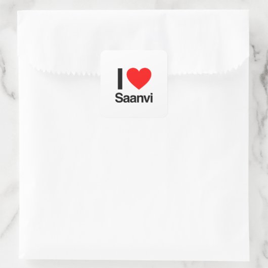 i Liebe saanvi Quadratischer Aufkleber (Tasche)