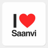 i Liebe saanvi Quadratischer Aufkleber (Vorderseite)