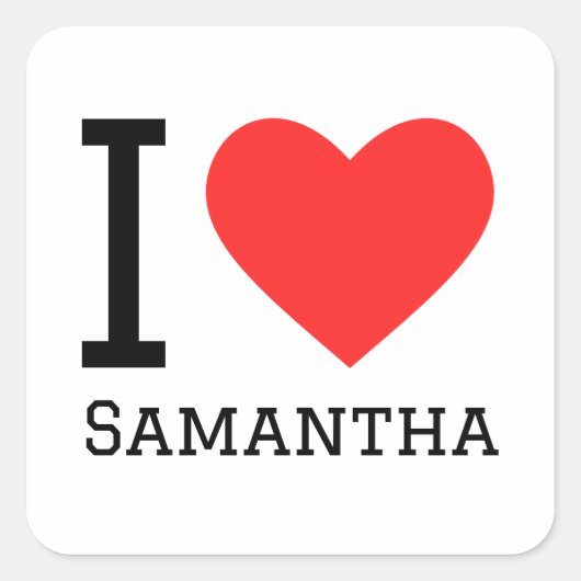 I Liebe Samantha Quadratischer Aufkleber (Vorderseite)