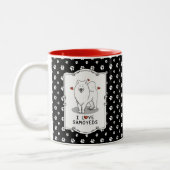 I Liebe Samoyeds - Hund niedliche Herzen Sammie Zweifarbige Tasse (Links)
