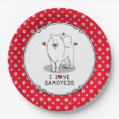 I Liebe Samoyeds - Hunde niedliche Herzen Sammie l Pappteller (Vorderseite)
