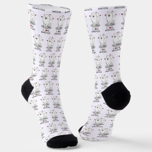 I Liebe Samoyeds - Niedlicher Hund Socken (Gewinkelt)