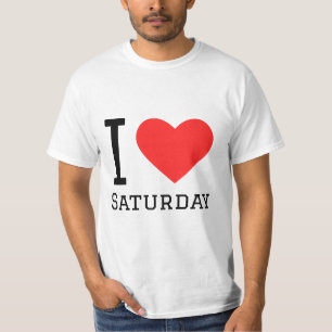 I Liebe Samstag-Quadrat-Aufkleber T-Shirt