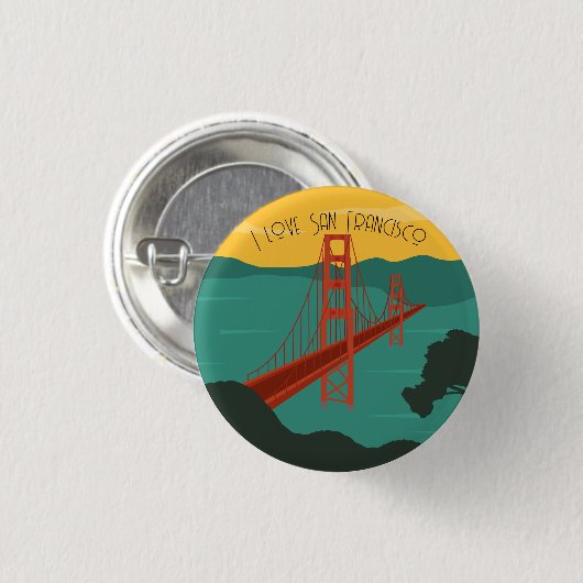 I Liebe San Francisco - Golden Gate Bridge Button (Vorne & Hinten)