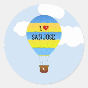I Liebe San José, Heißluftballon, Runder Aufkleber