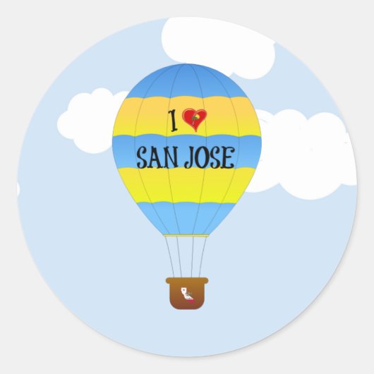 I Liebe San José, Heißluftballon, Runder Aufkleber (Vorderseite)