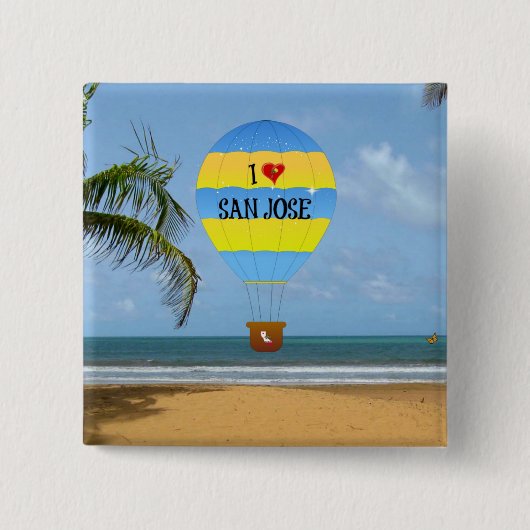 I Liebe San Jose Hot Air Balloon Beach Scene Button (Vorderseite)