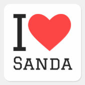 I Liebe Sanda Quadratischer Aufkleber (Vorderseite)