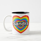 I Liebe Sandra. Liebe I Sie Sandra. Herz Zweifarbige Tasse (Links)