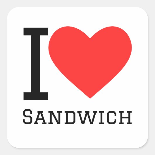 I Liebe Sandwich Quadratischer Aufkleber (Vorderseite)