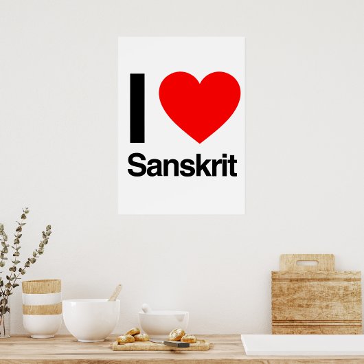i Liebe Sanskrit Poster (Küche)