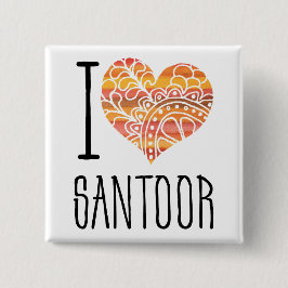 I Liebe Santoor Orange Mandala Herz Button
