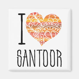 I Liebe Santoor Orange Mandala Herz Magnet